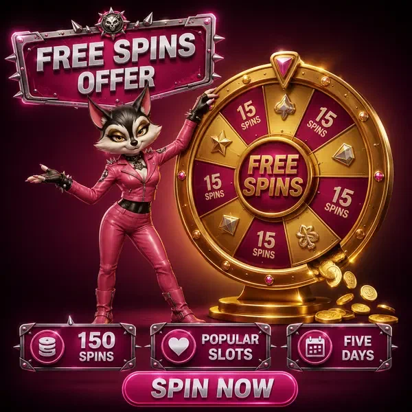 Procione che gira per giri gratis alla ruota dei premi dorata di Rockyspin Casino