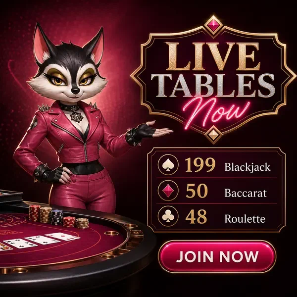 Dealer live che presenta le carte ai tavoli del casinò Live Tables Available Right Now